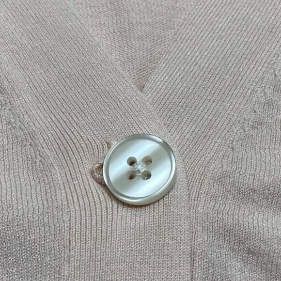 LOFT Cropped Cardigan Sweater Women's Medium Light Pink V-Neck Button Front GUC - Picture 5 of 6